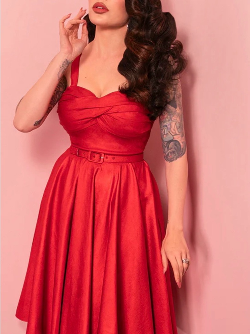 Micheline Pitt JAWBREAKER SWING DRESS IN RED SPARKLE LAMINATE M